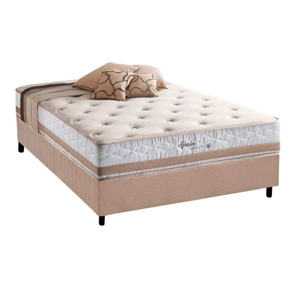 Conjunto Box Casal: Colchão Molas Herval Maxspring Spain + Base CRC Suede Clean (138x188)