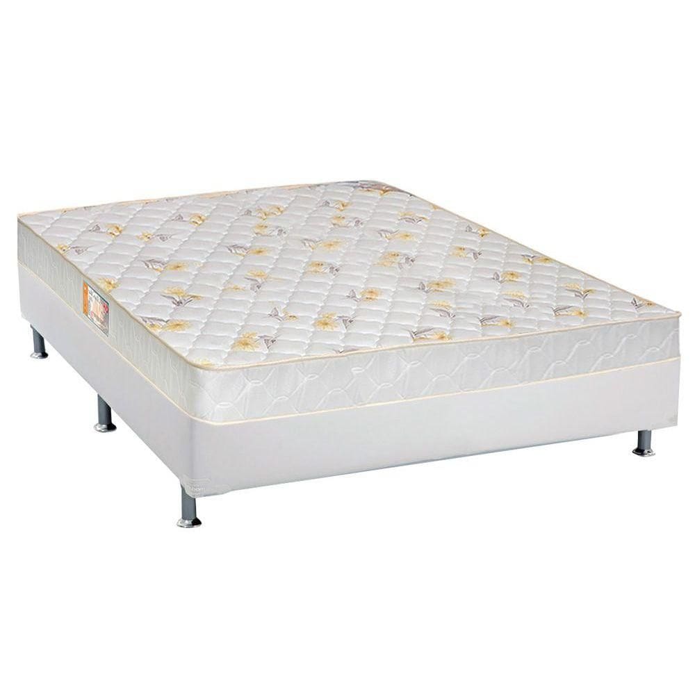 Conjunto Box Casal: Colchão Espuma Castor D28 Sleep Max + Base CRC Courano White (138x188)