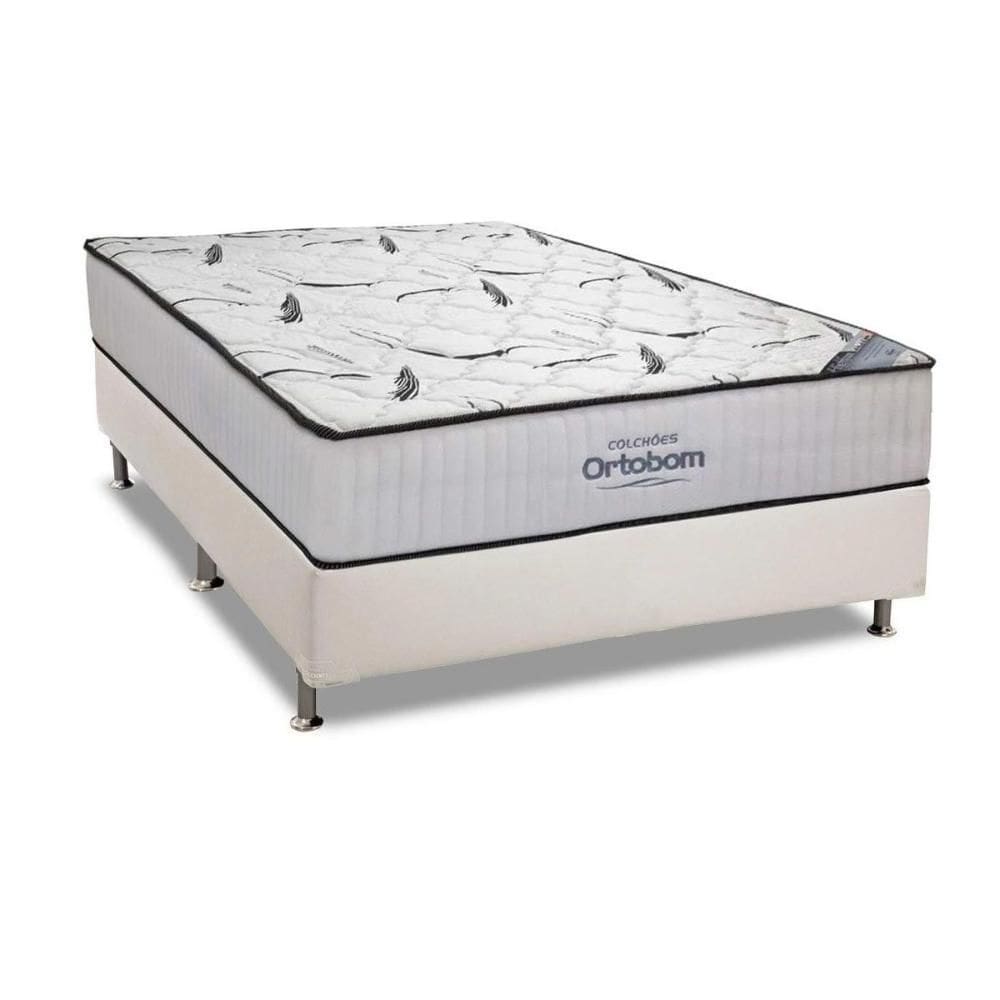 Conjunto Box Casal: Colchão Espuma Ortobom D45 High Foam + Base CRC Courano White (138x188)