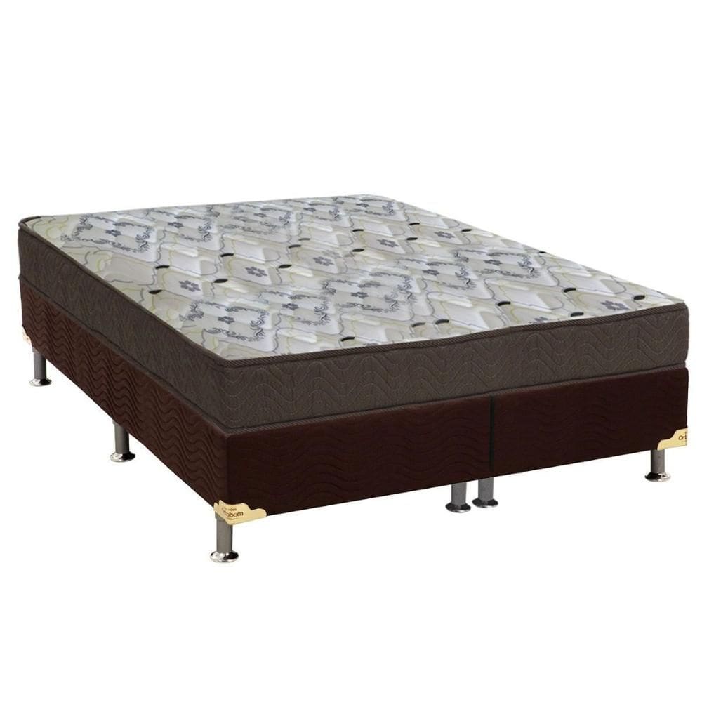 Cama Box Viúva: Colchão Espuma D45 Ortobom /EP Anatômico Fort Tech ISO 150 + Base CRC Suede Brown(128x188)