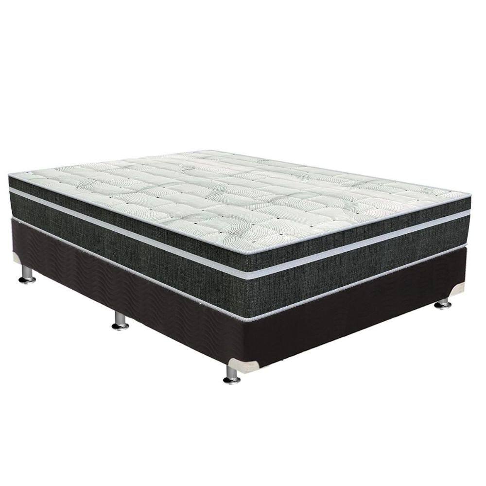Conjunto Box Casal: Colchão Molas Orthoflex Bonnel Venezia + Base CRC Suede Black (138x188)