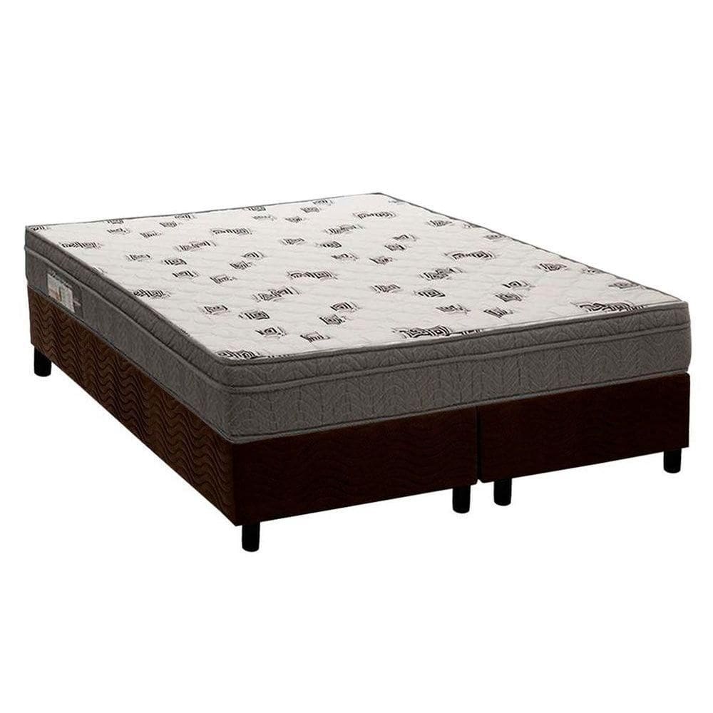 Conjunto Box Queen: Colchão Espuma Ortobom D45 Light Ortopilow + Base CRC Suede Brown (158x198)