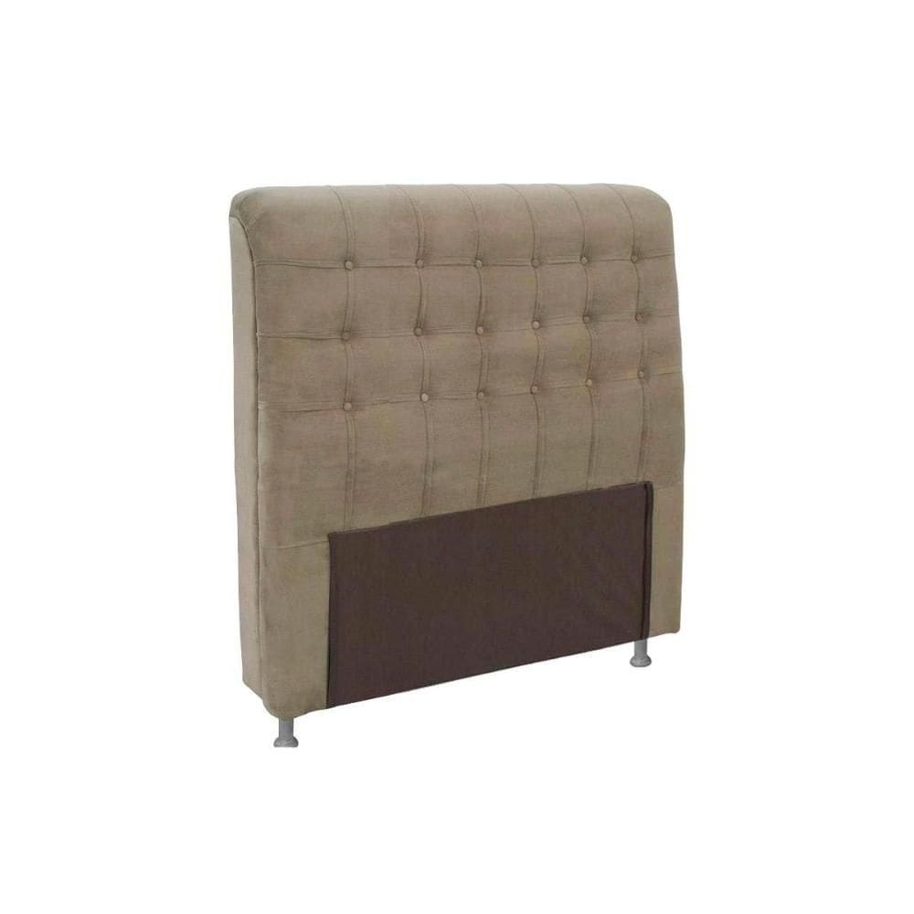 Cabeceira Cama Box Estofada Solteiro Dama Plus Suede Marrom Taupe - Simbal