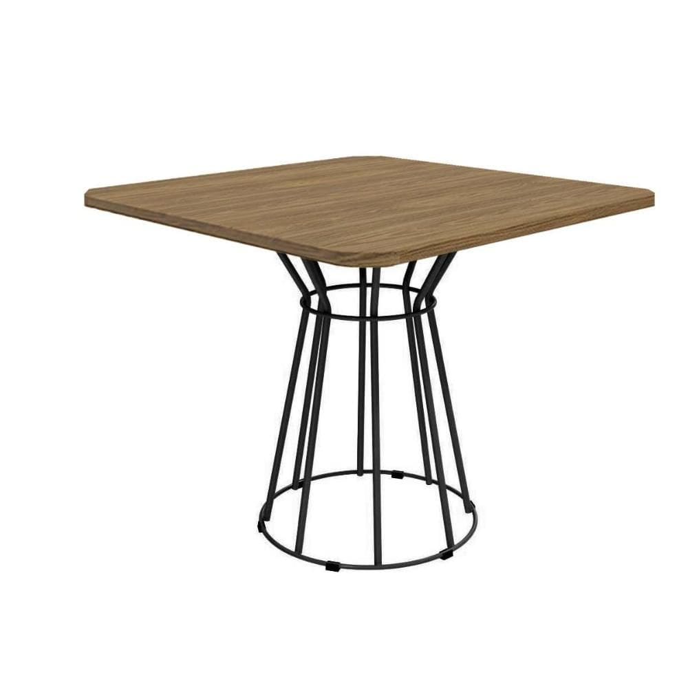 Mesa de Sala Jantar Beni c/ Tampo 90cm Preto Fosco/Nogueira - Kappesberg