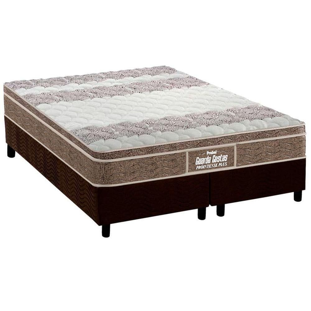 Conjunto Box Queen: Colchão Anatômico Probel D33 Guarda Costas Próintense Plus + Base CRC Suede Brown (158x198)