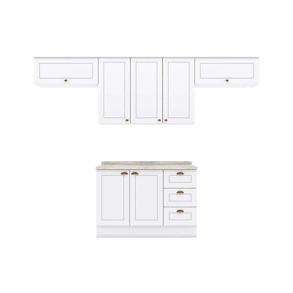 Cozinha Modulada Henn Americana 5 Peças (3 Armários + 1 Balcão + 1 Complemento) C5P11 Branco