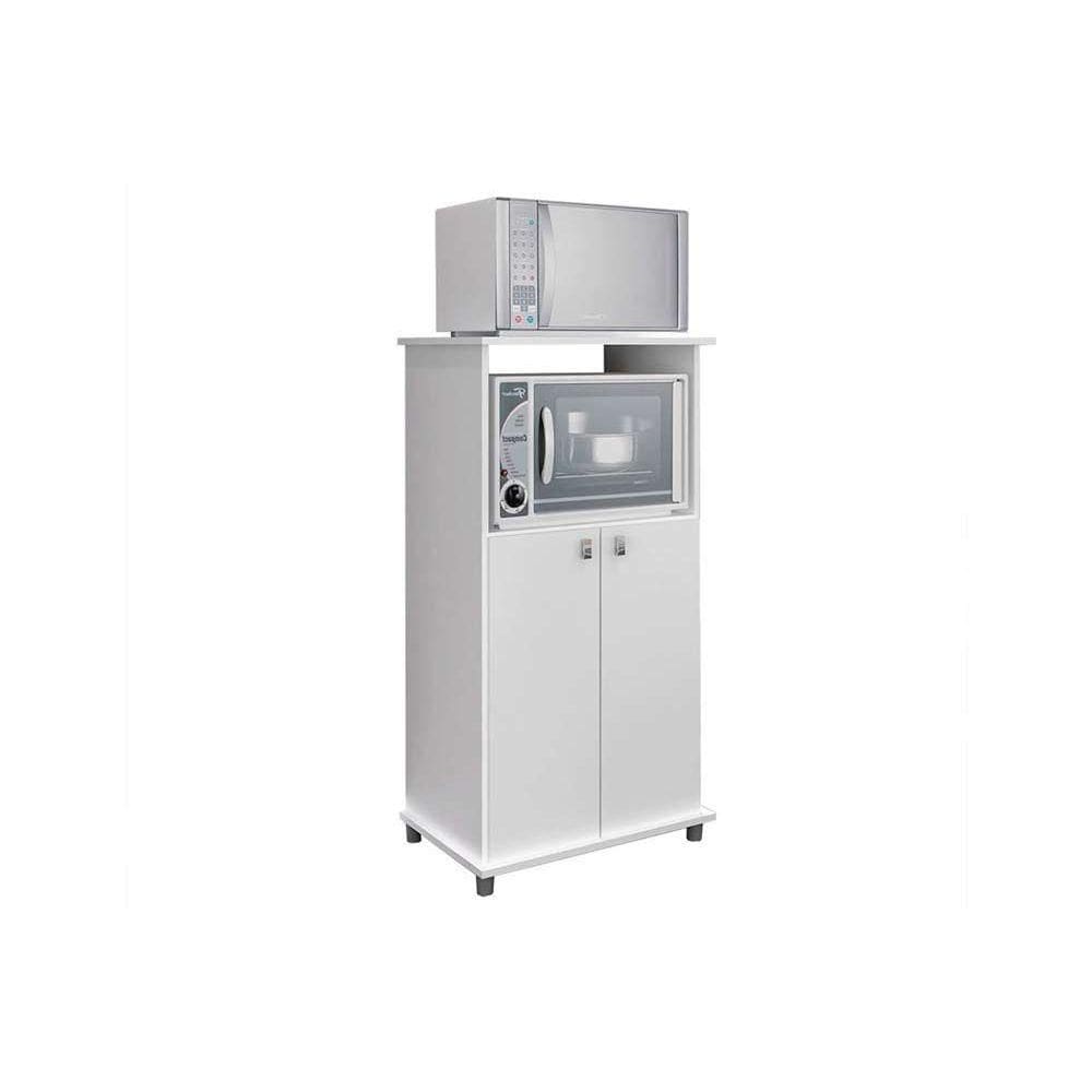 Multiuso de Cozinha Balcão AM1010 c/ 2 Portas e Nicho p/ Microondas Branco - Movelbento