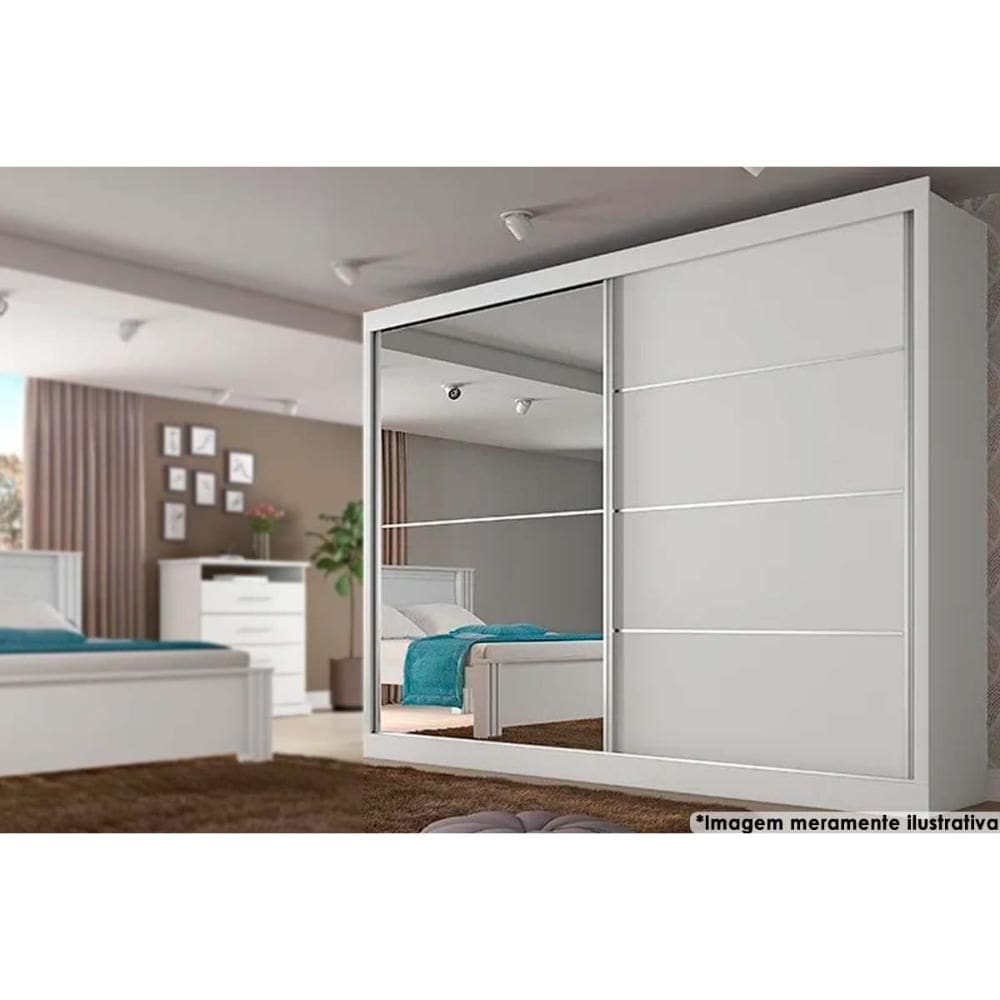 Guarda Roupa Casal 2 Portas (1 c/ Espelho) e 4 Gavetas Verona Plus Branco - Europa
