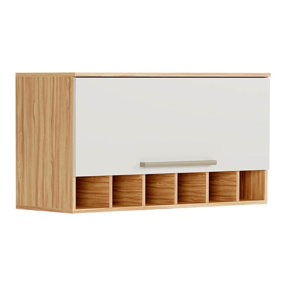 Módulo Cozinha Ronipa Nápoli Prime Armário Geladeira Adega c/ 1 Porta Basculante 80cm Amendoa/Off White-Ronipa