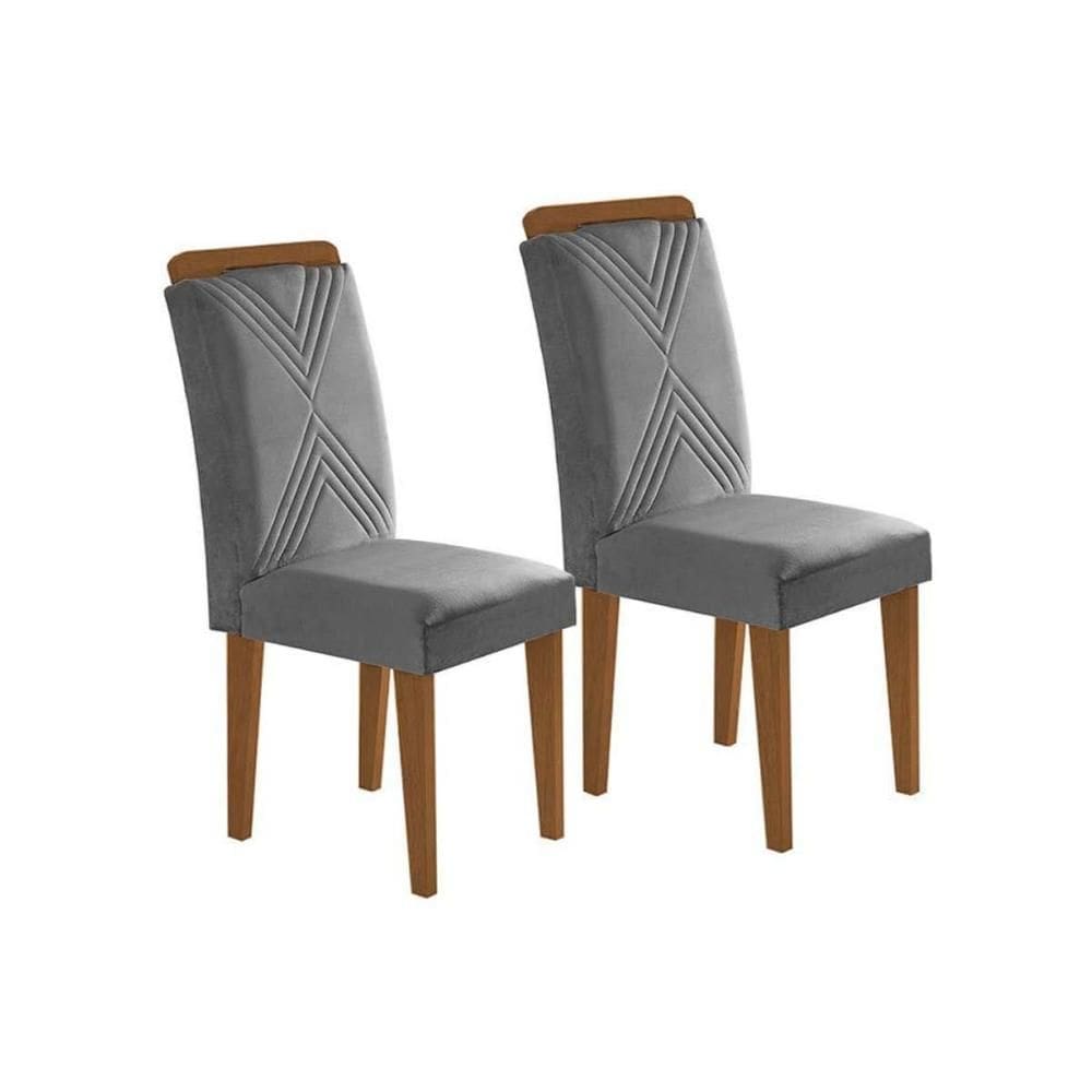 Kit 2 Cadeiras de Cozinha Amsterdã 2 Un Madeira Capuccino/Suede Grafite - Rufato