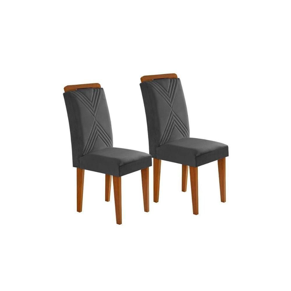 Kit 2 Cadeiras de Cozinha Amsterdã 2 Un Imbuia-Capuccino/Linho Grafite - Rufato
