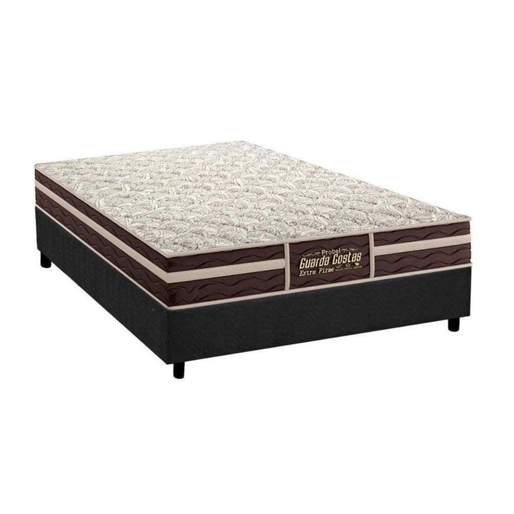 Cama Box Casal: Colchão Ortopédico Probel Guarda Costas Extra Firme + Base CRC Suede Gray(138x188)