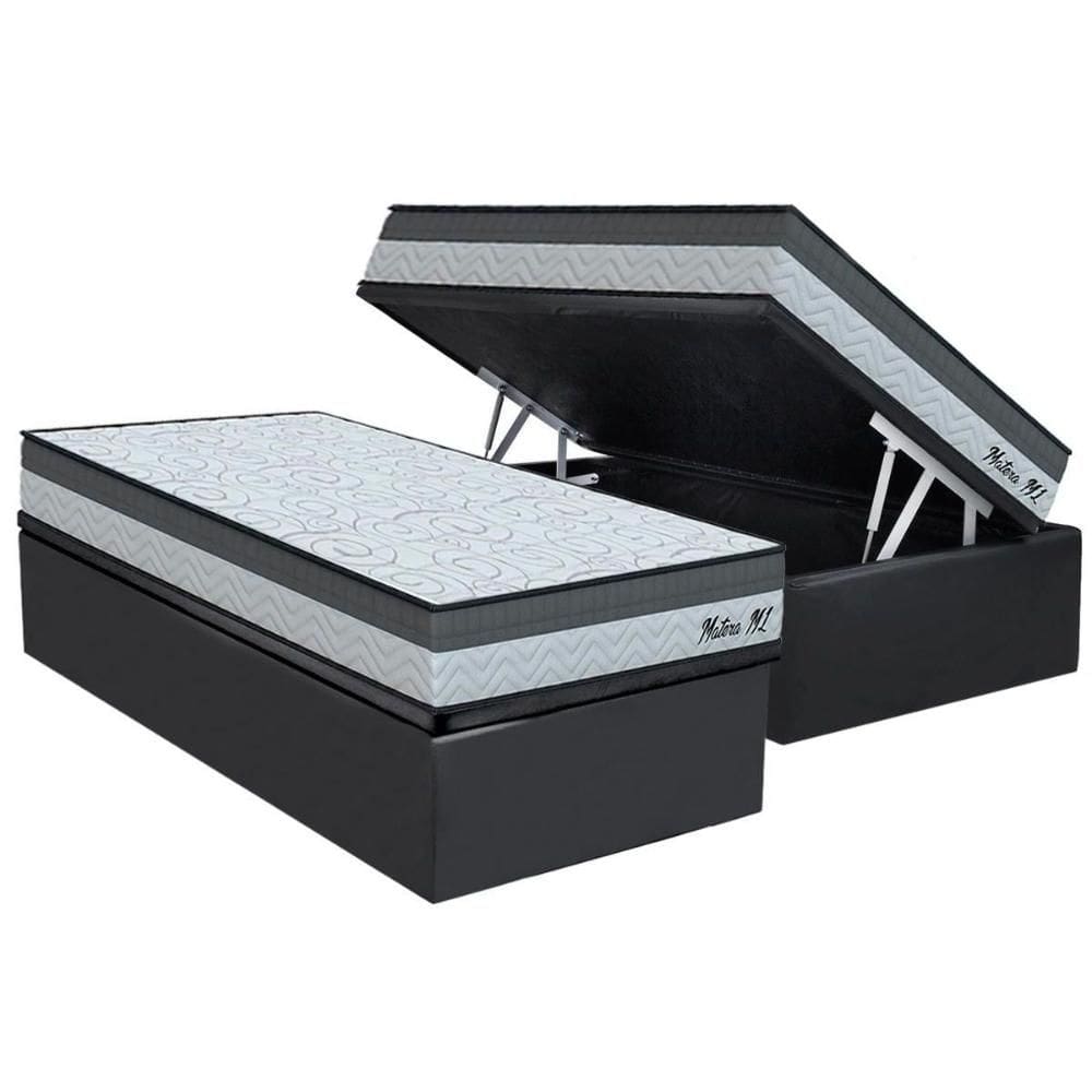Conjunto Box Baú Solteiro: Colchão Espuma Orthoflex D33 Matera ML + Base CRC Suede Gray (88x188)