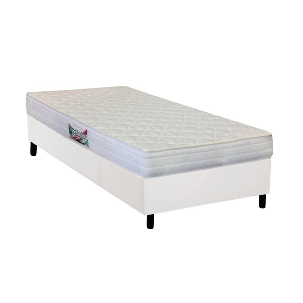 Cama Box Solteiro: Colchão Espuma Herval AG65 Frontier + Base CRC Courano White(88x188)
