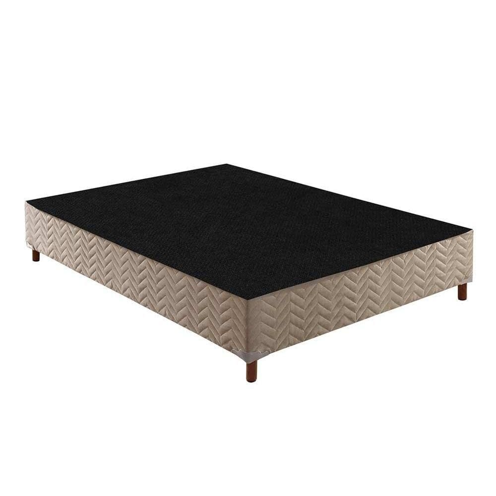 Cama Box Base Casal Sommier Rústico Bordado Clean (138x188x20) - Paropas