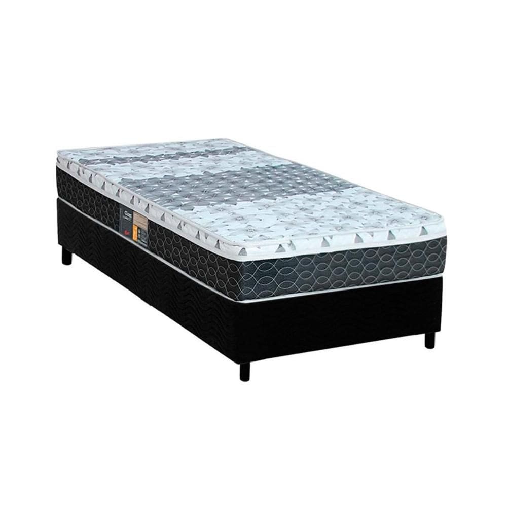 Conjunto Box Solteiro: Colchão Molas Castor Bonnel Class New + Base CRC Suede Black(88x188)