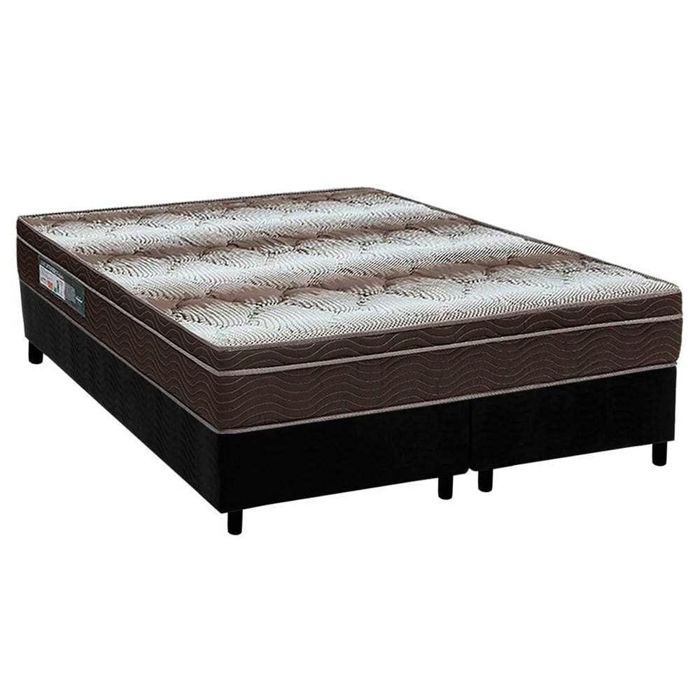 Cama Box Queen: Colchão Ortopédico Ortobom Light + Base CRC Suede Black (158x198)