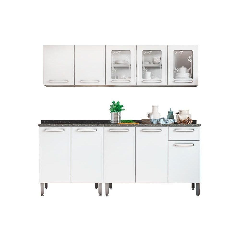 Kit de Cozinha Modulada 4 Peças Evidence (2 Armários + 2 Balcões) C4P38 Branco - Bertolini