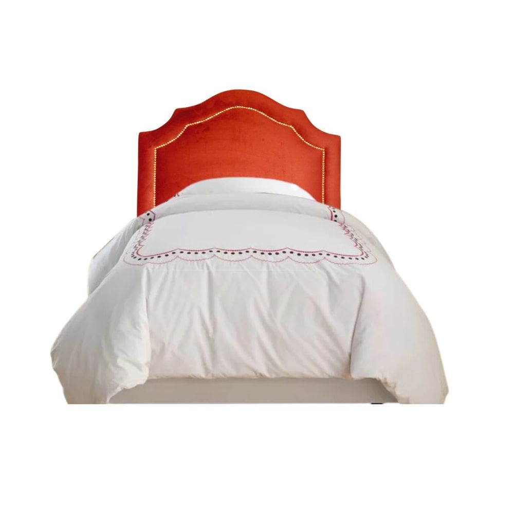 Cabeceira Cama Box Solteiro Provençal Tacha Veludo Terracota