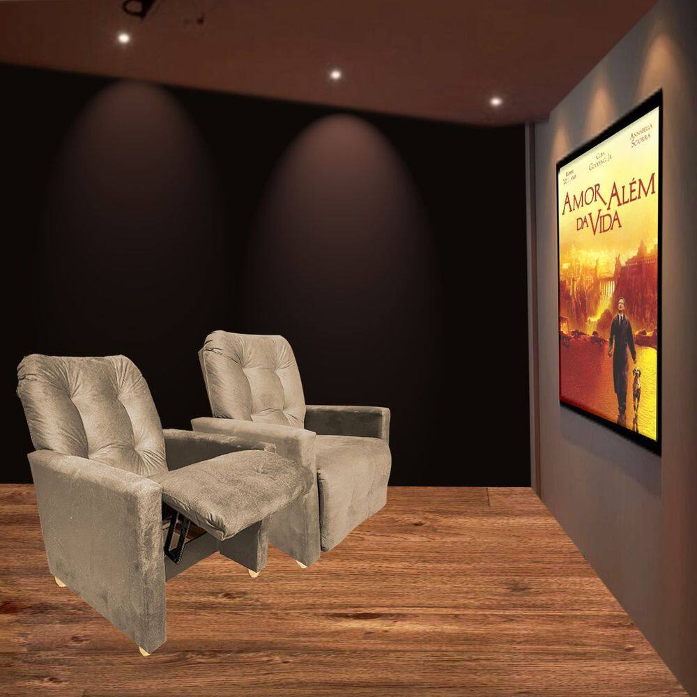 kit Duas Poltronas Reclinavel Pra Sala de Cinema Premium Capuccino