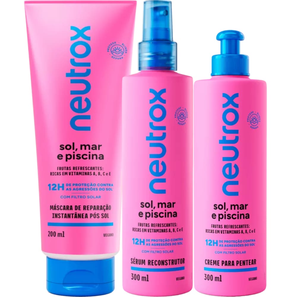 Kit Neutrox Sol, Mar e Piscina Máscara + Sérum + Creme para Pentear