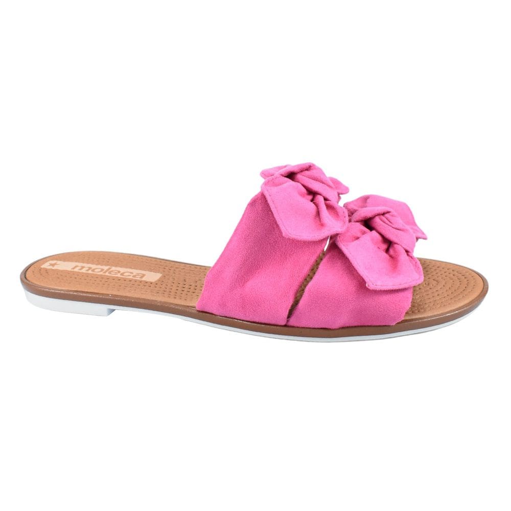 Rasteira Moleca Camurça Flex Pink Laços Feminino Conforto