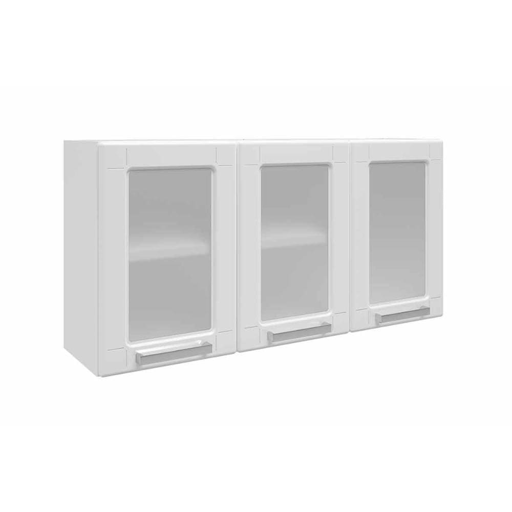 Módulo Cozinha Bertolini Múltipla Armário 6010 3 Portas c/ Vidro 105cm Branco