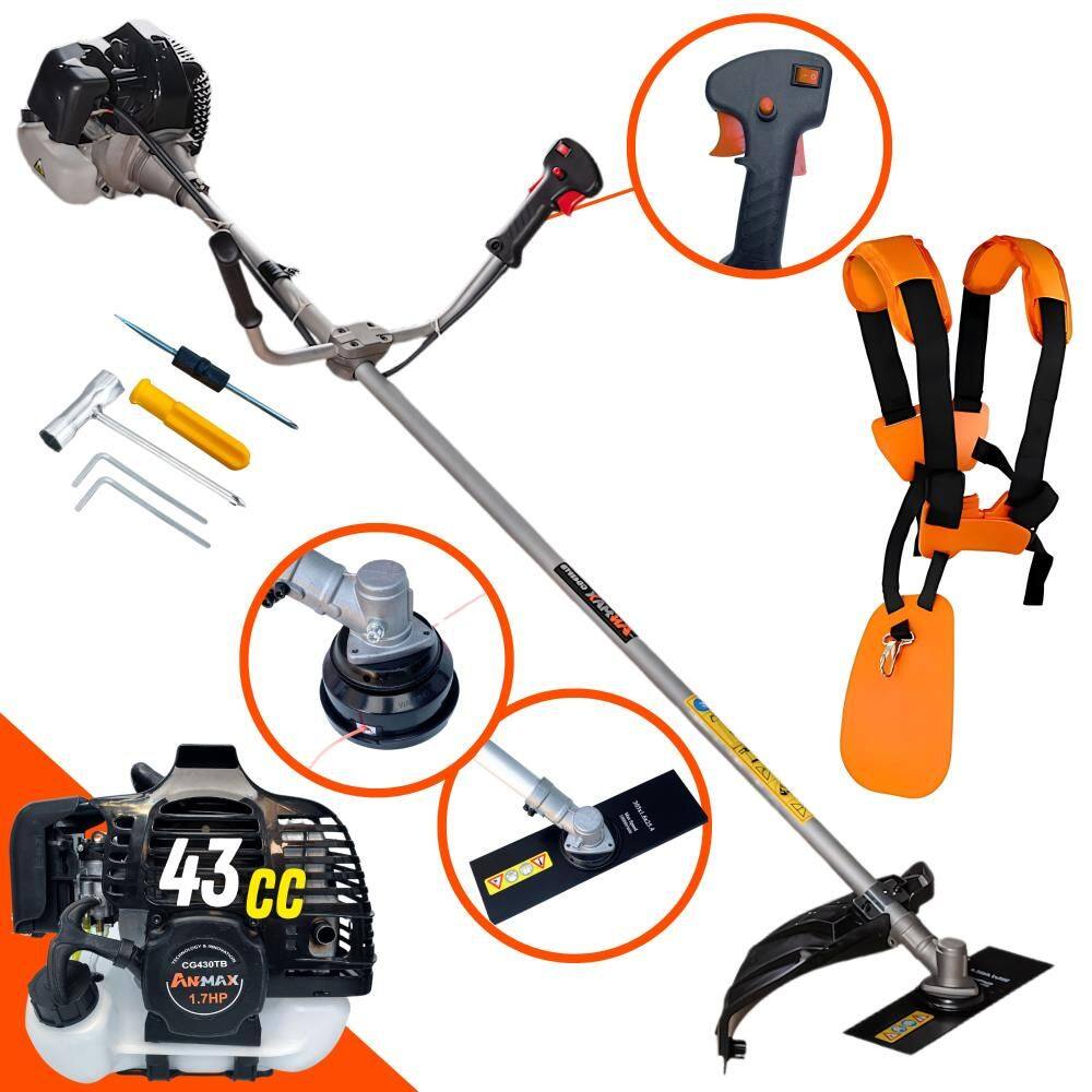 Roçadeira Lateral Anmax CG430-B À Gasolina 2T 43cc 1,7HP de Potência Robusta e Resistente de Alta Performance Com Lâmina 2 Pontas e Carretel de Nylon