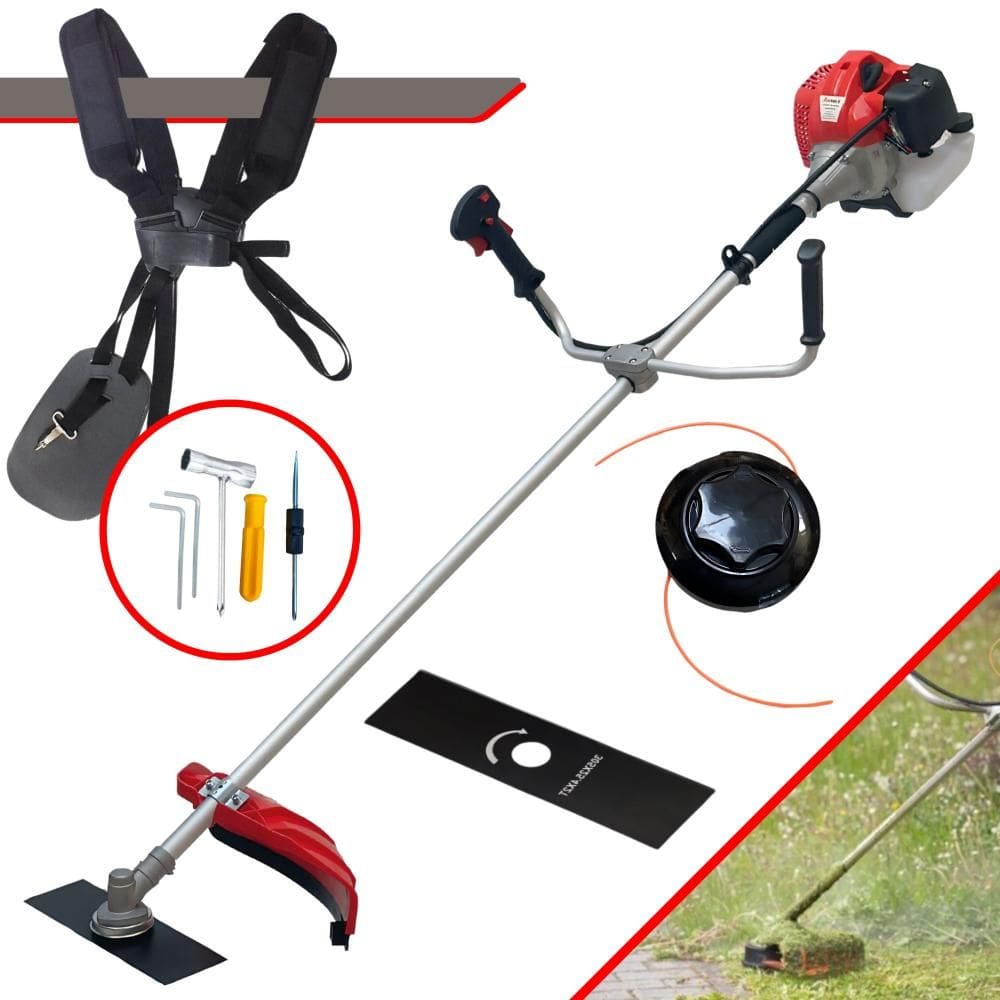 Roçadeira Cortador de Grama À Gasolina Anmax CG430P-TB 2T 43cc 2HP 9.000rpm Profissional de Alta Performance Com Carretel de Nylon e Lâmina 2 Pontas
