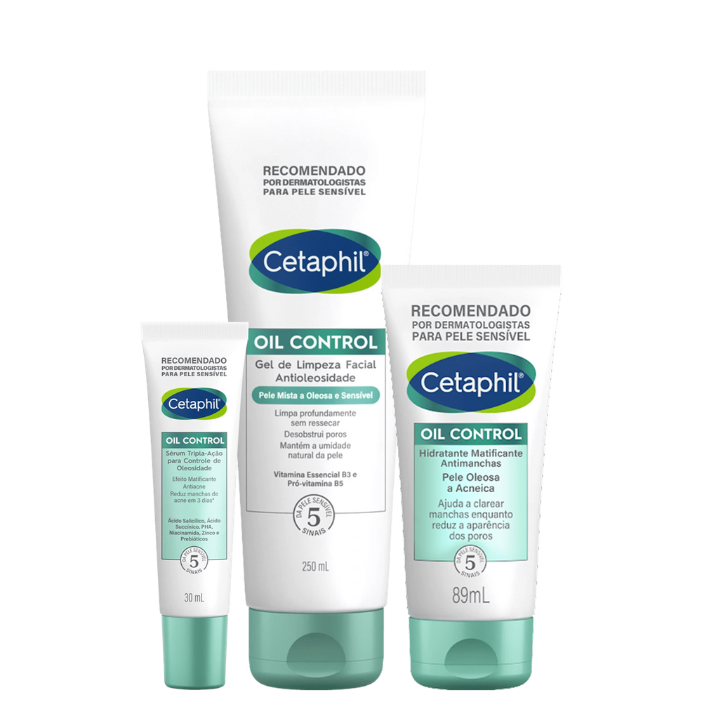 Kit Cetaphil Oil Control Pele Mista a Oleosa e Sensível Plus (3 Produtos)