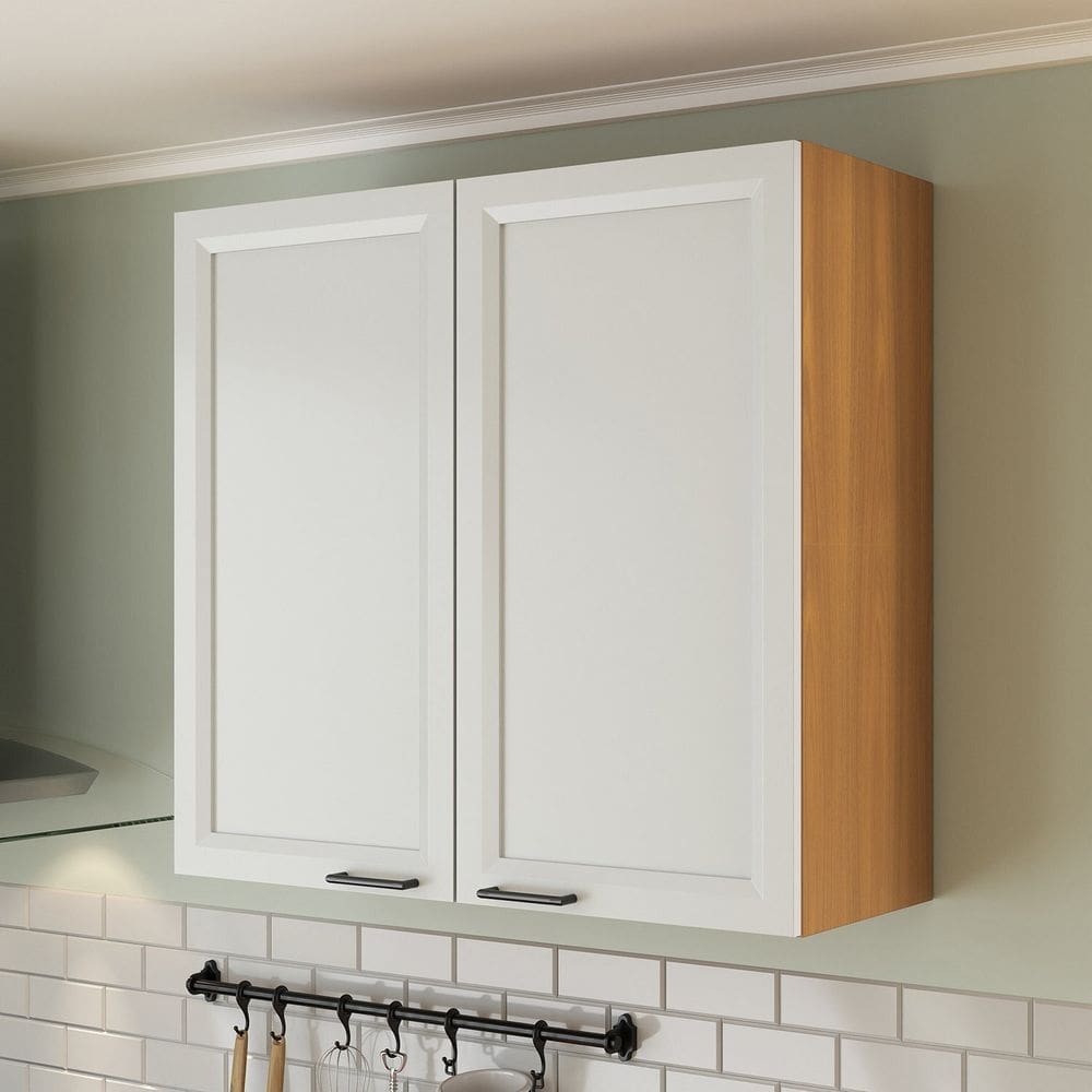 Armário Aéreo Duplo 80cm Soho Cabecasa Madeiramadeira Freijó/Branco