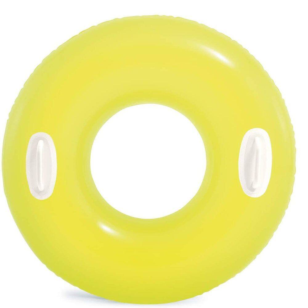 Boia redonda de piscina - Boia inflável com pegador - Boia de piscina Esmeralda Neon 76cm Intex 59258