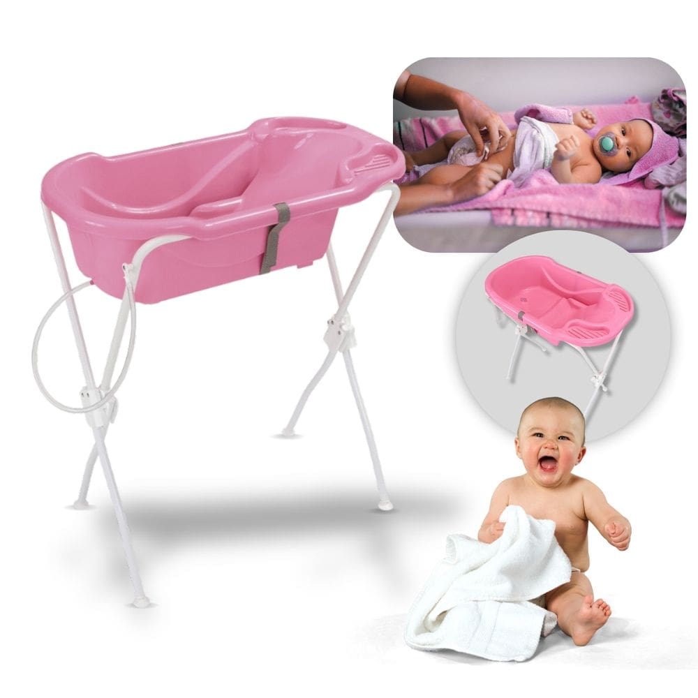 Banheira de Bebê com suporte Dobrável Tutti Baby Rosa 30Kg