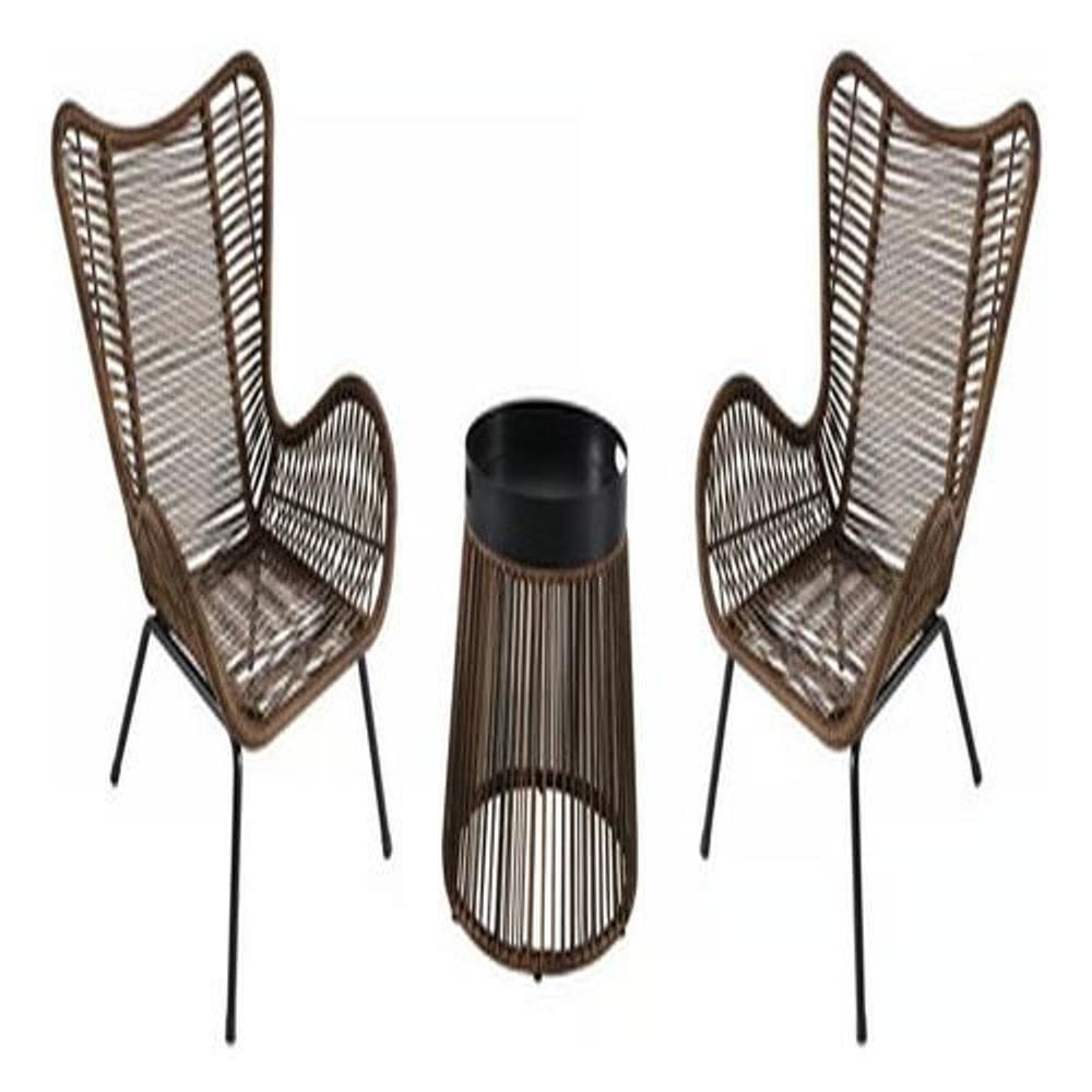 Conjunto Jardim Varanda Piscina Vime Rattan 3 Peças - Caribe