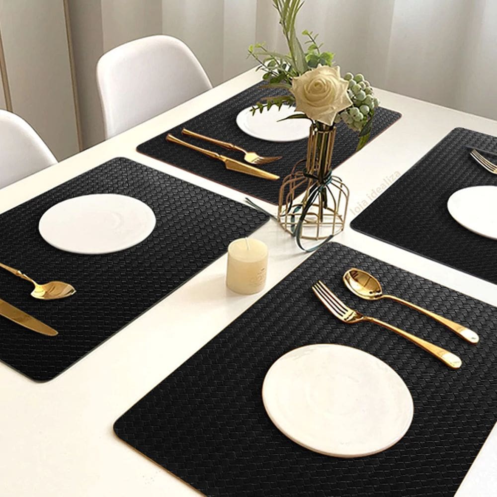 6 Jogo Americano Mesa Posta Luxo Impermeável Pvc Trm Pt