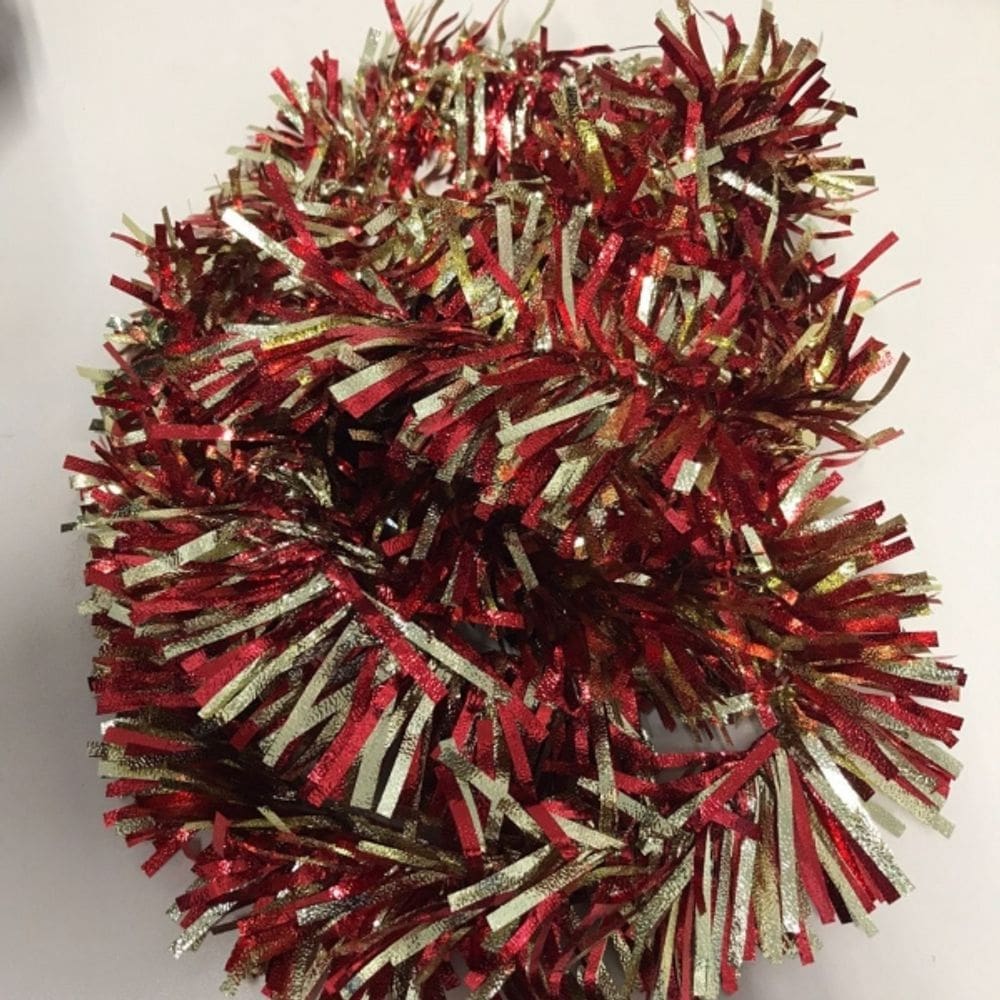 Festão De Natal Vermelho Com Dourado 9cm X 2m