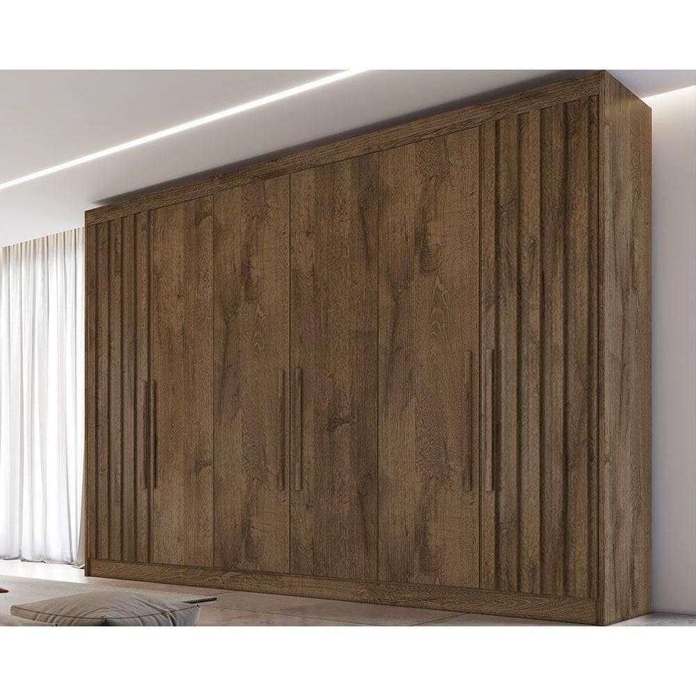 Guarda Roupa Casal 6 Portas (2 Ripadas) e 6 Gavetas Potente Brauna/Ipe - Europa