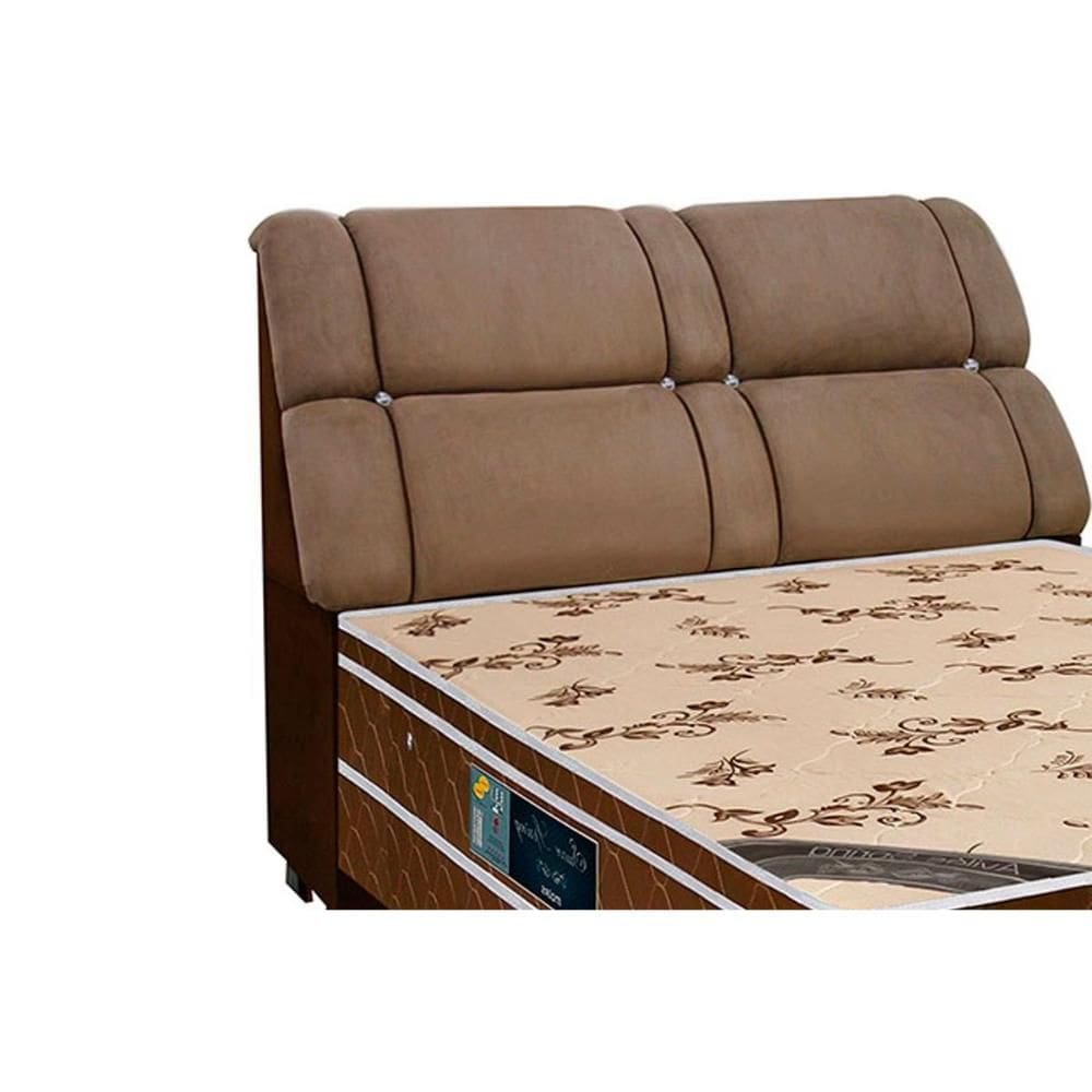 Cabeceira Cama Box Estofada Queen Imperador Suede Marrom Chocolate - Simbal