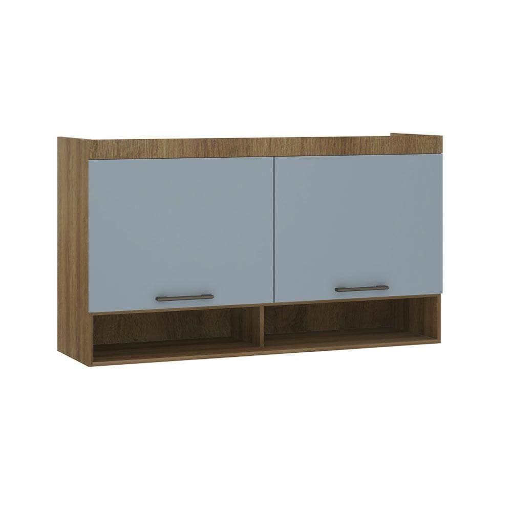 Armário Aéreo Maleiro Modulado 145cm 2 Portas Basculantes Paris Avelã Pf Com Grey Sky Pf