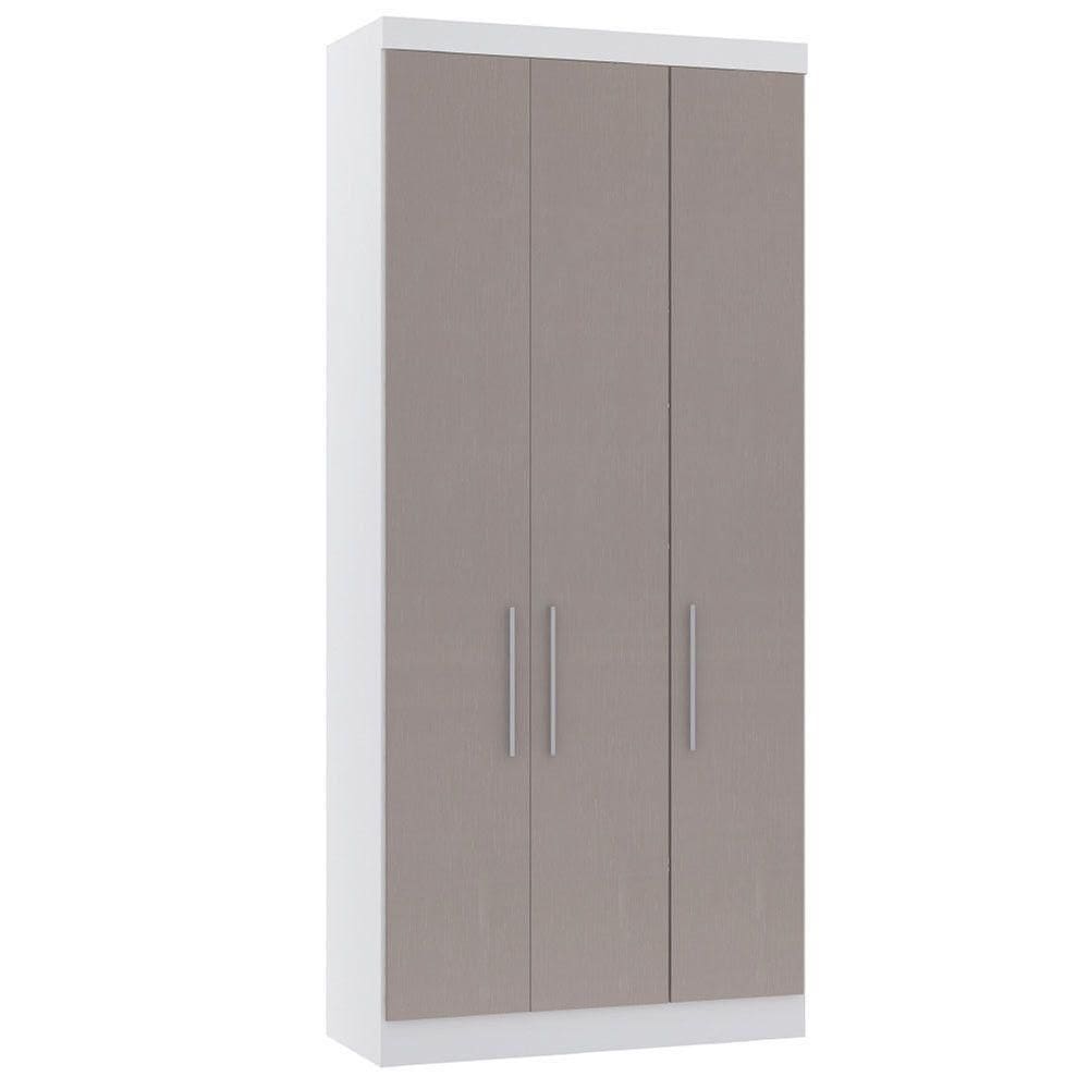 Guarda Roupa Modulado 101,50cm 3 Portas Alpes Luciane Móveis Branco Pf Com Cinammon Pf