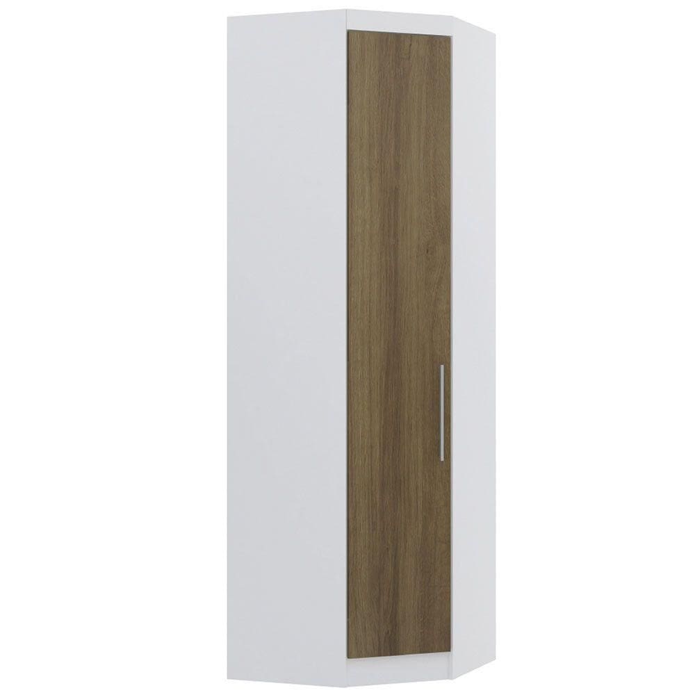 Guarda Roupa De Canto Diagonal Modulado 70cm 1 Porta Alpes Luciane Móveis Branco Pf Com Avelã Pf