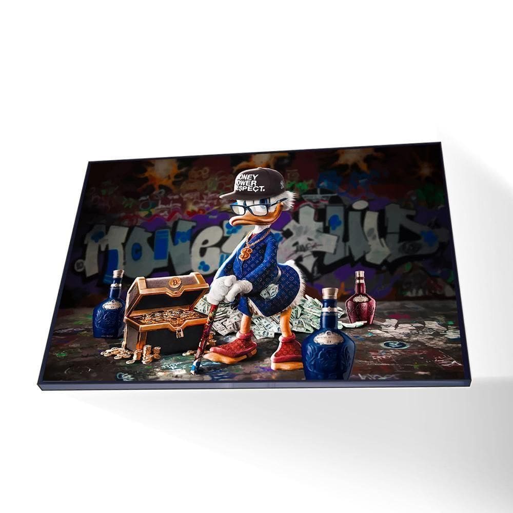 Quadro Tio Patinhas Vinil Com Vidro Tamanho/moldura 90x60 Caixa Cor Preta