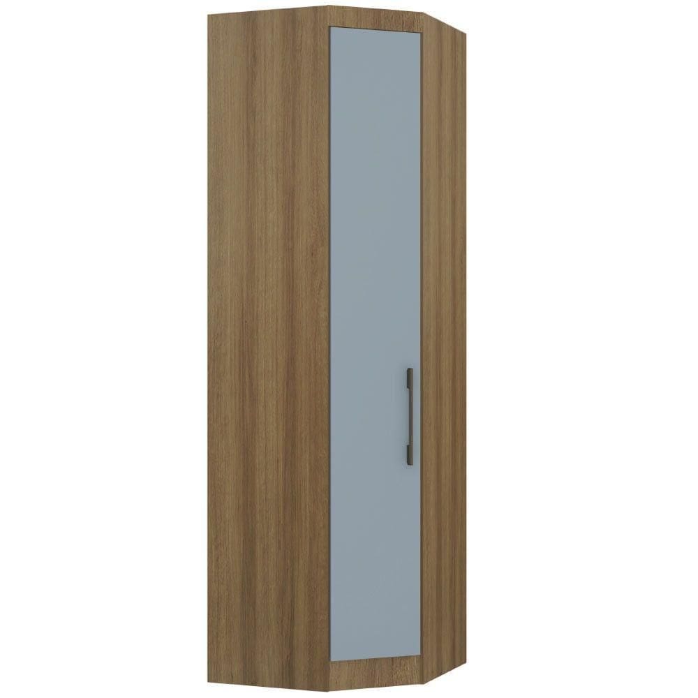 Guarda Roupa De Canto Diagonal Modulado 70cm 1 Porta Paris Luciane Móveis Avelã Pf Com Grey Sky Pf