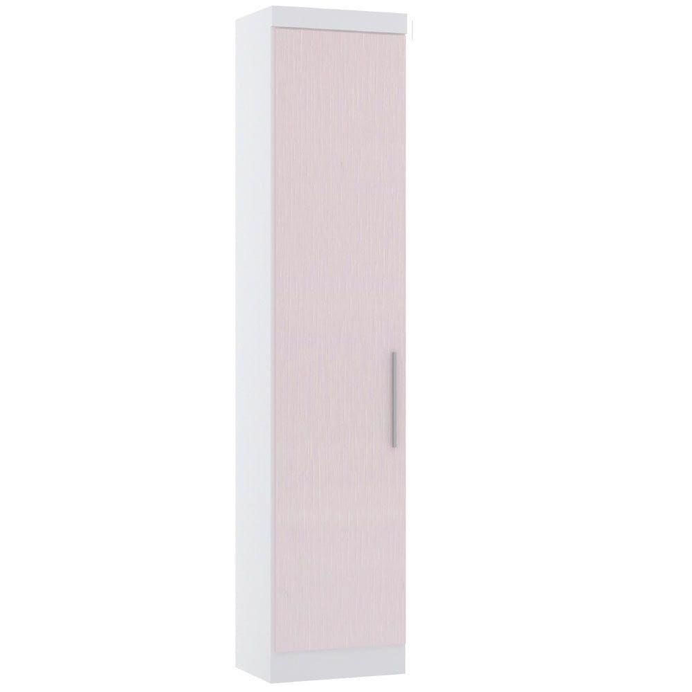 Guarda Roupa Sapateira Modulado 50cm 1 Porta Alpes Luciane Móveis Branco Pf Com Rosa Pf