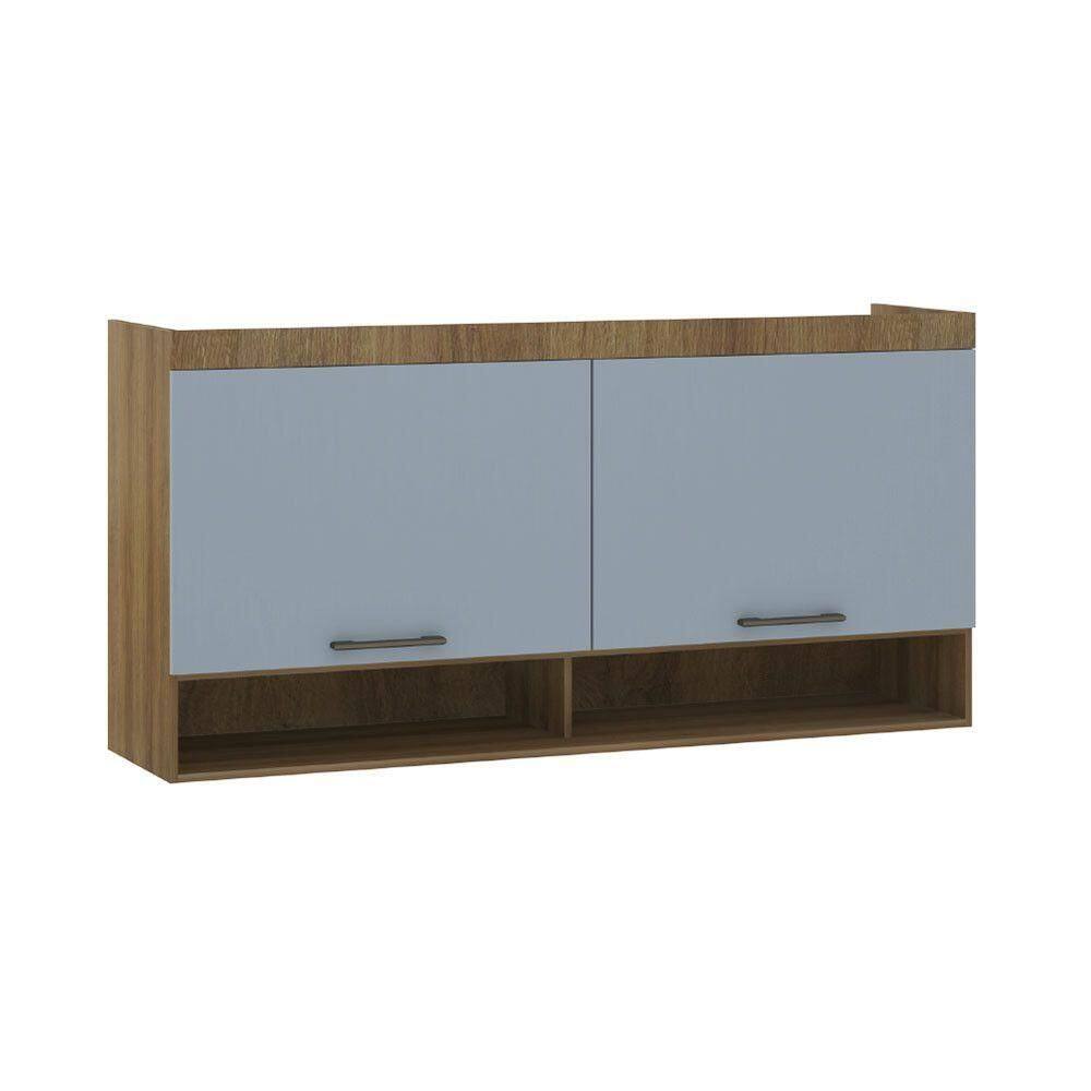 Armário Aéreo Maleiro Modulado 165cm 2 Portas Basculantes Paris Avelã Pf Com Grey Sky Pf