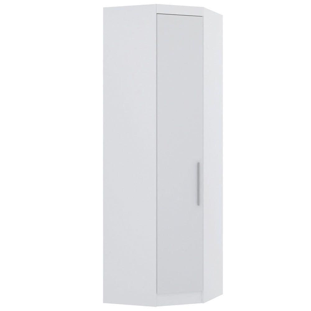 Guarda Roupa De Canto Diagonal Modulado 70cm 1 Porta Alpes Luciane Móveis Branco Pf Com Branco Pf