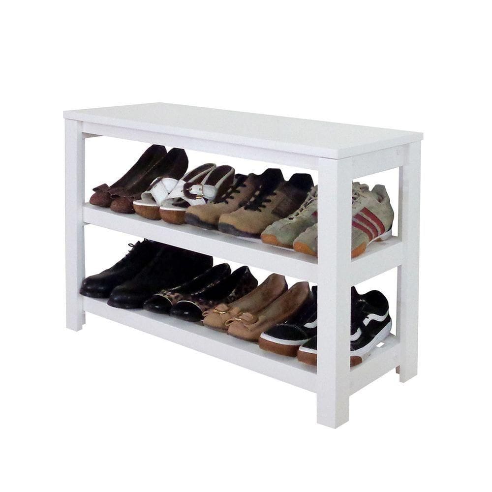Sapateira Banco De Piso Para Closets E Quartos 8 Pares Sapatos Branco Laca