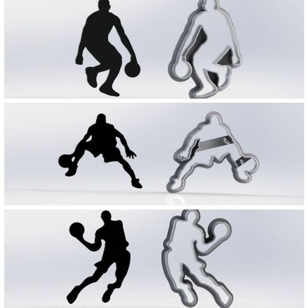 Cortador Kit Basquete 3 Jogadores Tamanho 5,5cm