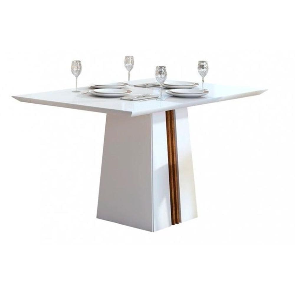 Mesa De Sala Jantar Italia + Tampo Madeirado Vidro 120x90cm Rústico Terrara/off White - Dj Móveis