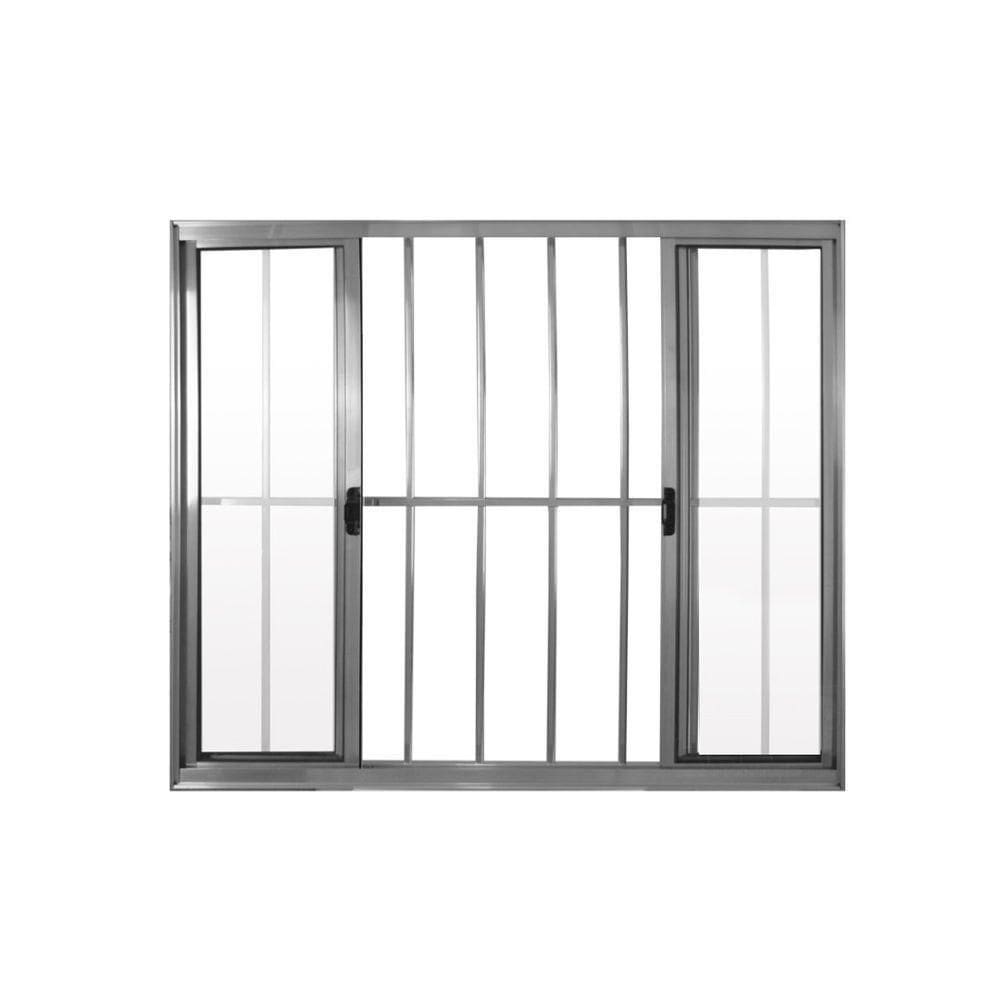 Janela 4 Folhas De Correr C/ Grade 1.00 X 2.00 Alumínio Brilhante Linha Modular - Hale